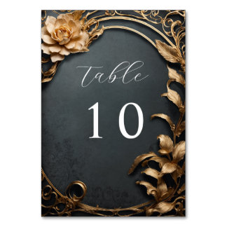 Vintage golden flowers wedding table number