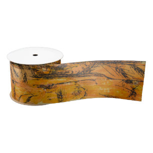 Vintage Golden Harvest Textile Pattern Satin Ribbon