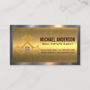 Vintage Golden Keys Real Estate Metallic Business Card