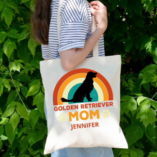 Vintage Golden Lab Dog Mum Sunset Personalised Tote Bag