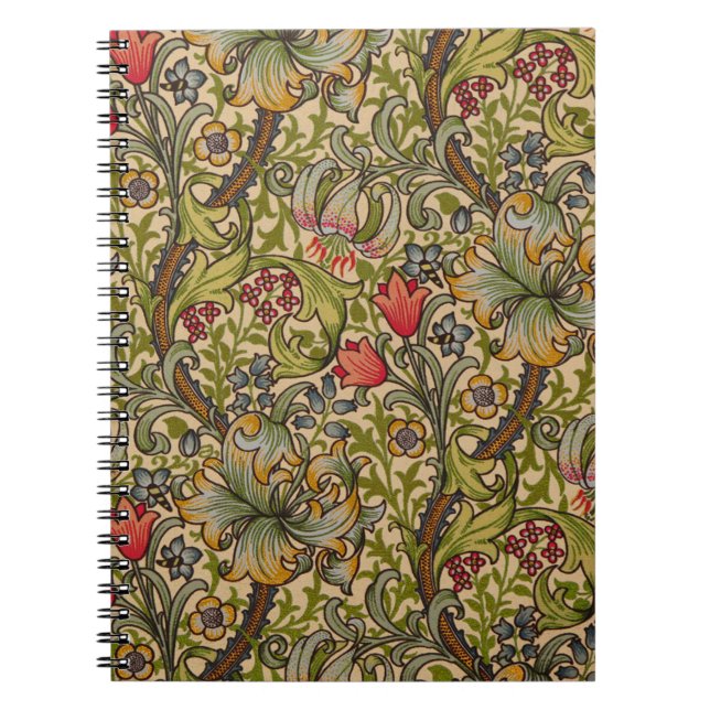 Vintage Golden Lilly Floral Design Notebook (Front)