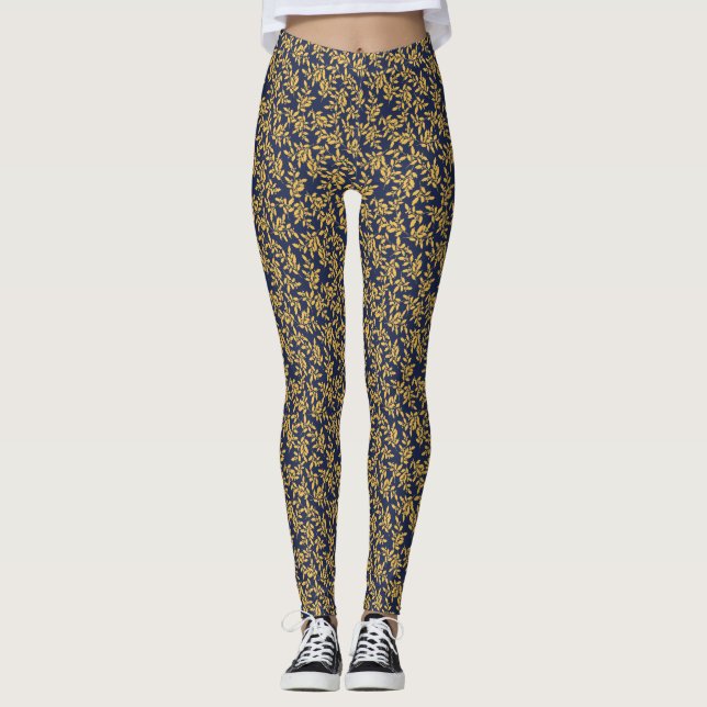 Vintage Golden Mistletoe Leggings (Front)