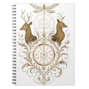 Vintage Golden Nature & Time Artistic Illustration Notebook