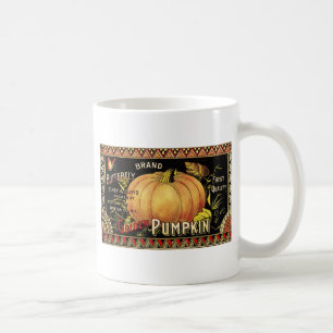 Vintage Golden Pumpkin Crate Label: Antique Fall Coffee Mug