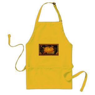 Vintage Golden Pumpkin Crate Label: Antique Fall Standard Apron