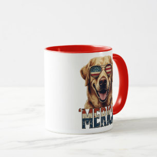 Vintage golden retrie Merica 4th of july patriotic Mug