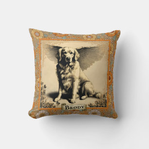 Vintage Golden Retriever Angel Personalized  Cushion