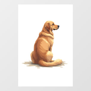 Vintage Golden Retriever Back View Dog Lover Illus