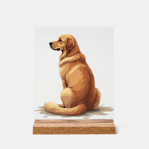 Vintage Golden Retriever Back View Dog Lover Illus Acrylic Sign