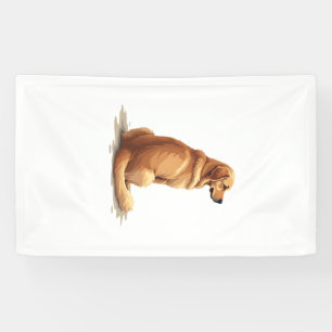 Vintage Golden Retriever Back View Dog Lover Illus Banner