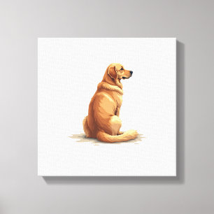 Vintage Golden Retriever Back View Dog Lover Illus Canvas Print