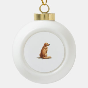 Vintage Golden Retriever Back View Dog Lover Illus Ceramic Ball Christmas Ornament