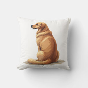 Vintage Golden Retriever Back View Dog Lover Illus Cushion