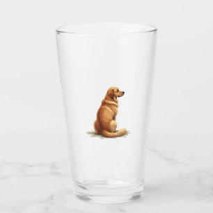 Vintage Golden Retriever Back View Dog Lover Illus Glass