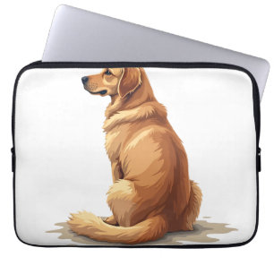 Vintage Golden Retriever Back View Dog Lover Illus Laptop Sleeve