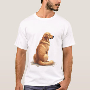 Vintage Golden Retriever Back View Dog Lover Illus T-Shirt