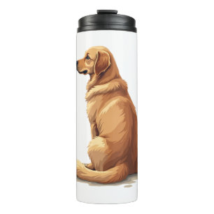 Vintage Golden Retriever Back View Dog Lover Illus Thermal Tumbler