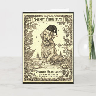 Vintage Golden Retriever Christmas Card w/Bio