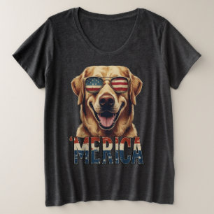 Vintage golden retriever Dog Merica 4th of july Plus Size T-Shirt