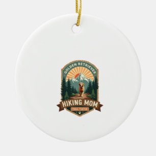 Vintage Golden Retriever Hiking Mum Trail Tested M Ceramic Tree Decoration