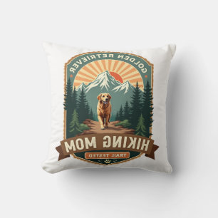 Vintage Golden Retriever Hiking Mum Trail Tested M Cushion