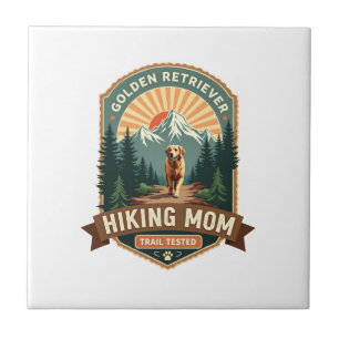 Vintage Golden Retriever Hiking Mum Trail Tested M Tile