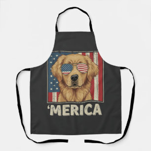 Vintage Golden Retriever 'Merica Flag Apron