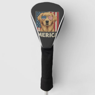 Vintage Golden Retriever 'Merica Flag Golf Head Cover