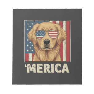 Vintage Golden Retriever 'Merica Flag Notepad