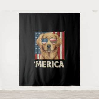 Vintage Golden Retriever 'Merica Flag Tapestry