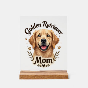 Vintage Golden Retriever Mum Dog Lover Typography  Acrylic Sign