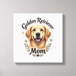 Vintage Golden Retriever Mum Dog Lover Typography  Canvas Print