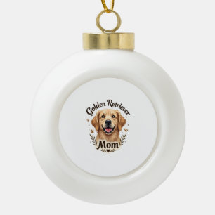 Vintage Golden Retriever Mum Dog Lover Typography  Ceramic Ball Christmas Ornament