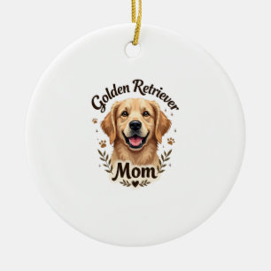Vintage Golden Retriever Mum Dog Lover Typography  Ceramic Tree Decoration