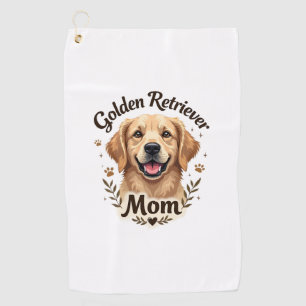 Vintage Golden Retriever Mum Dog Lover Typography Golf Towel