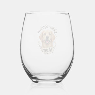 Vintage Golden Retriever Mum Dog Lover Typography  Stemless Wine Glass