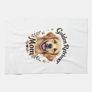 Vintage Golden Retriever Mum Dog Lover Typography  Tea Towel