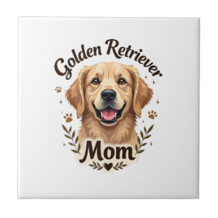 Vintage Golden Retriever Mum Dog Lover Typography  Tile