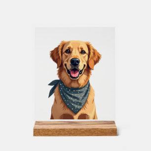 Vintage Golden Retriever Portrait with Colourful B Acrylic Sign