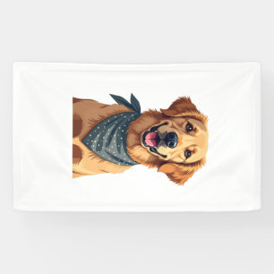 Vintage Golden Retriever Portrait with Colourful B Banner