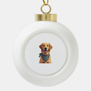Vintage Golden Retriever Portrait with Colourful B Ceramic Ball Christmas Ornament