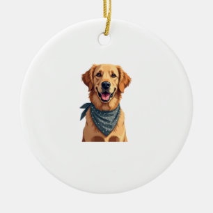 Vintage Golden Retriever Portrait with Colourful B Ceramic Tree Decoration