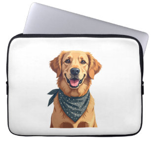 Vintage Golden Retriever Portrait with Colourful B Laptop Sleeve