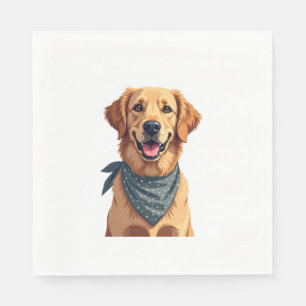 Vintage Golden Retriever Portrait with Colourful B Napkin