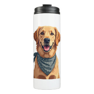 Vintage Golden Retriever Portrait with Colourful B Thermal Tumbler