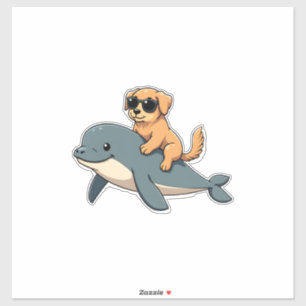 Vintage Golden Retriever Riding Beluga Whale Funny