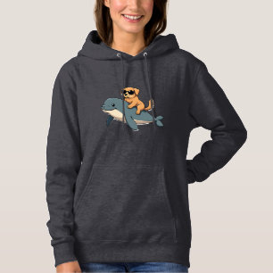 Vintage Golden Retriever Riding Beluga Whale Funny Hoodie