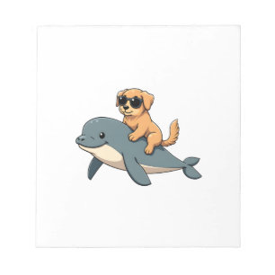 Vintage Golden Retriever Riding Beluga Whale Funny Notepad