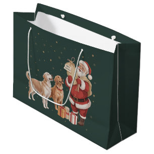 Vintage Golden Retriever Santa Christmas Dog Mum Large Gift Bag