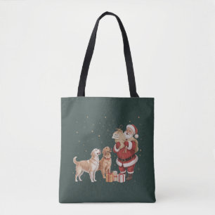 Vintage Golden Retriever Santa Christmas Dog Mum Tote Bag